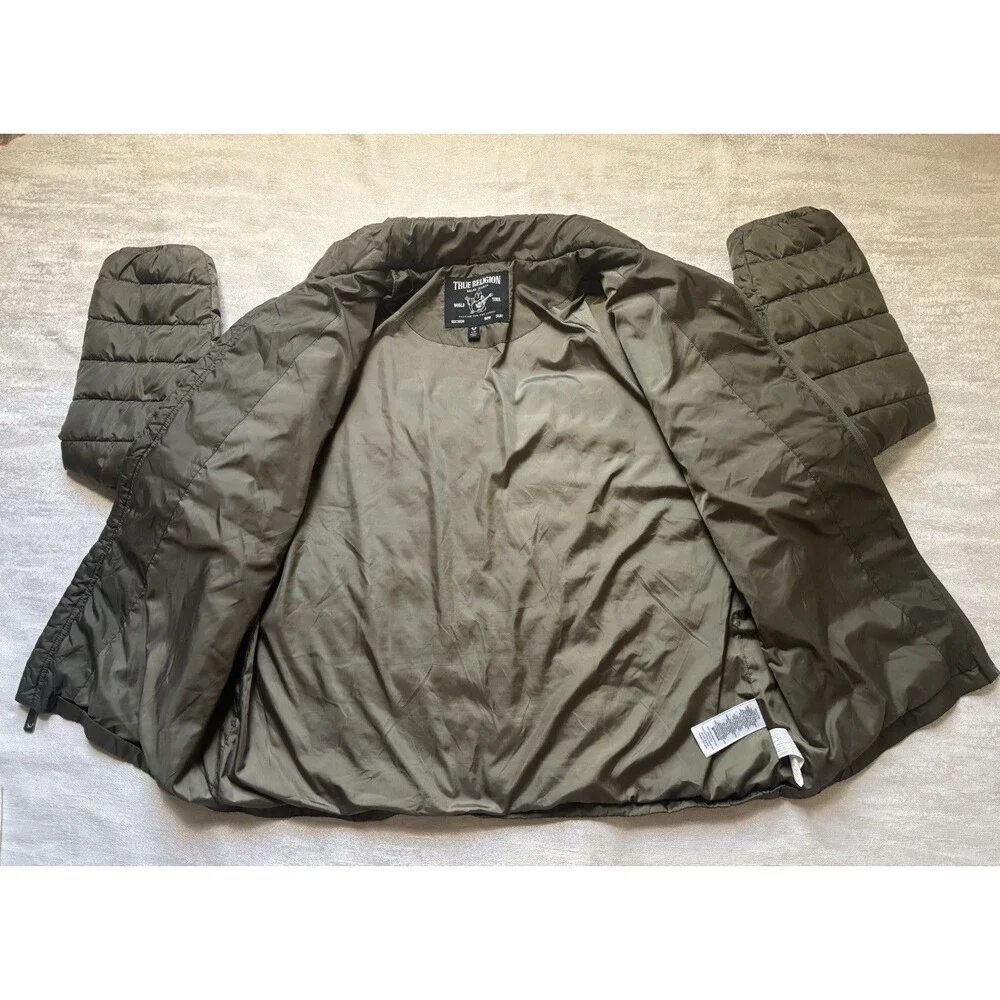True Religion  Olive Green Puffer Lightweight Puffer Jacket Size XL